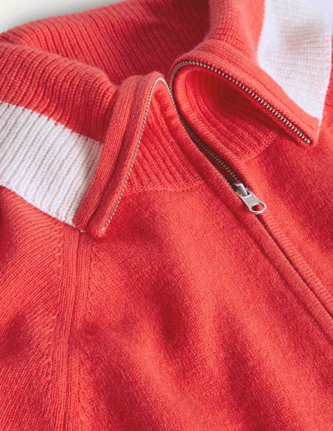 Cardigan mit Reißverschluss und Kragen - Kirschrot Cardigan mit Reißverschluss und Kragen - Kirschrot