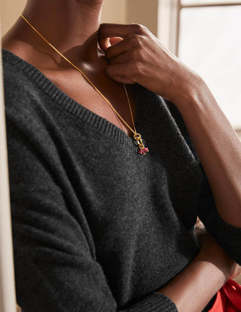 Cashmere V-neck Relaxed Jumper - Black Diamond Cashmere V-neck Relaxed Jumper - Black Diamond