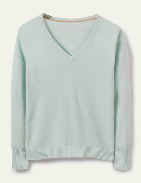 Cashmere V-neck Relaxed Jumper - Aquamarine Blue Cashmere V-neck Relaxed Jumper - Aquamarine Blue