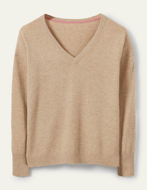 Lässiger Kaschmirpullover mit V-Ausschnitt - Rauchquarz Lässiger Kaschmirpullover mit V-Ausschnitt - Rauchquarz