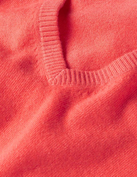 Cashmere V-neck Relaxed Jumper - Coral Cashmere V-neck Relaxed Jumper - Coral