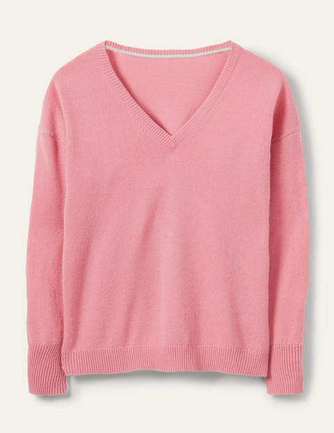 Cashmere V-neck Relaxed Jumper - Rose Quartz Pink Cashmere V-neck Relaxed Jumper - Rose Quartz Pink