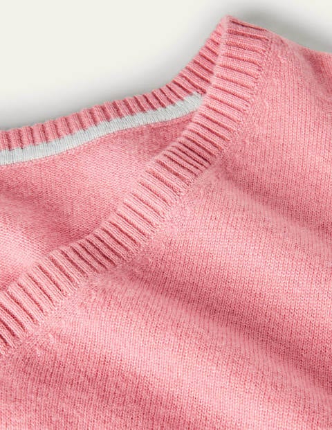Cashmere V-neck Relaxed Jumper - Rose Quartz Pink Cashmere V-neck Relaxed Jumper - Rose Quartz Pink