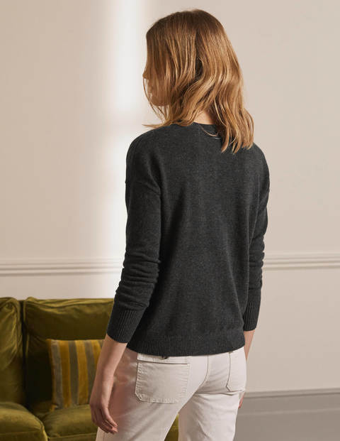 Bequemer Kaschmircardigan - Schwarz, Diamantenmuster Bequemer Kaschmircardigan - Schwarz, Diamantenmuster
