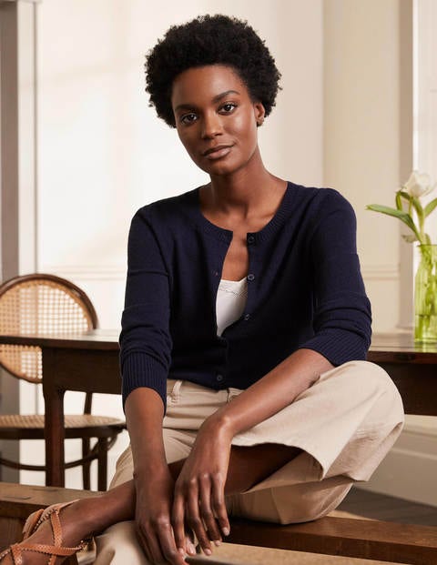 Cashmere Cropped Cardigan - Navy Cashmere Cropped Cardigan - Navy