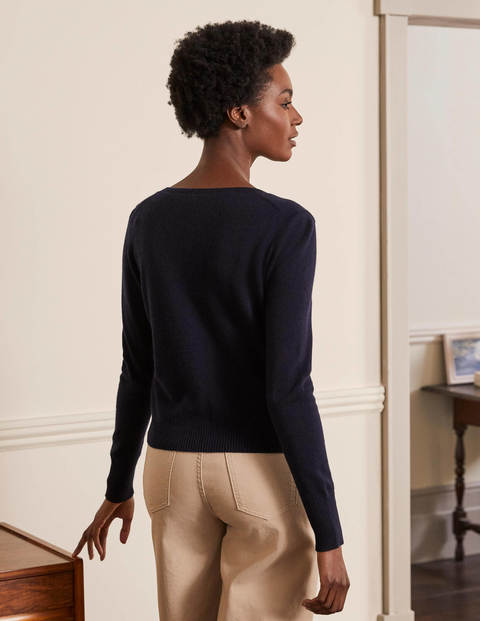Cashmere Cropped Cardigan - Navy Cashmere Cropped Cardigan - Navy