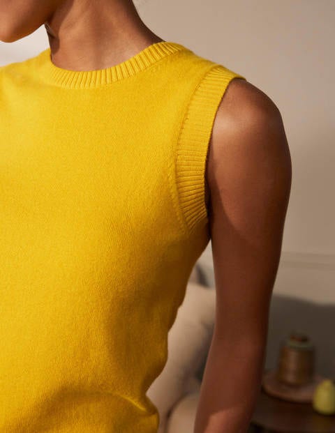 Cashmere Knitted Tank Top - Citrine Yellow Cashmere Knitted Tank Top - Citrine Yellow