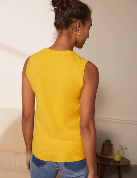 Cashmere Knitted Tank Top - Citrine Yellow Cashmere Knitted Tank Top - Citrine Yellow