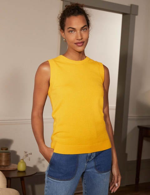 Cashmere Knitted Tank Top - Citrine Yellow Cashmere Knitted Tank Top - Citrine Yellow