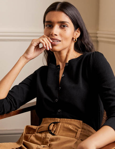 Cotton Crew Cardigan - Black Cotton Crew Cardigan - Black