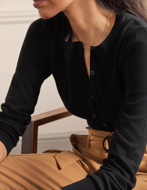 Cotton Crew Cardigan - Black Cotton Crew Cardigan - Black