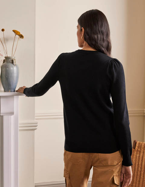 Cotton Crew Cardigan - Black Cotton Crew Cardigan - Black