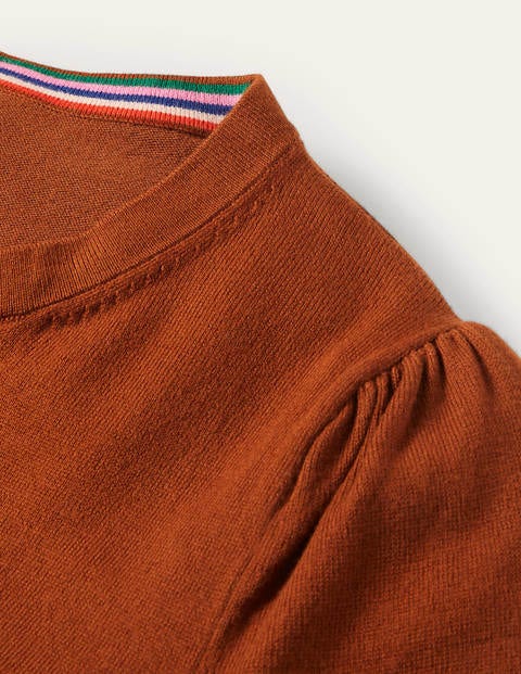 Baumwollcardigan mit Rundhalsausschnitt - Rostrot Baumwollcardigan mit Rundhalsausschnitt - Rostrot