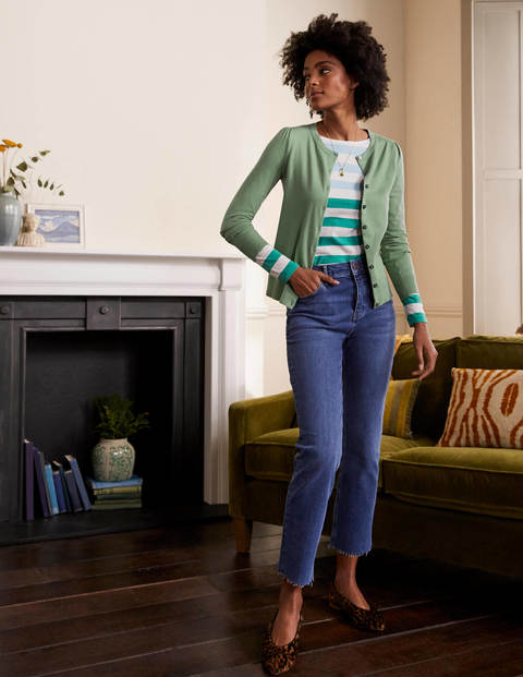 Cotton Crew Cardigan - Duck Egg Cotton Crew Cardigan - Duck Egg