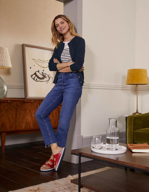 Baumwollcardigan mit Rundhalsausschnitt - Navy Baumwollcardigan mit Rundhalsausschnitt - Navy
