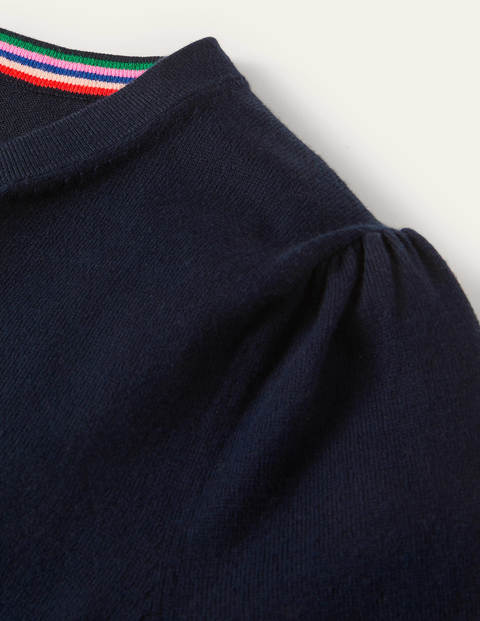 Baumwollcardigan mit Rundhalsausschnitt - Navy Baumwollcardigan mit Rundhalsausschnitt - Navy