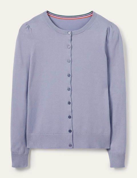 Baumwollcardigan mit Rundhalsausschnitt - Flussblau Baumwollcardigan mit Rundhalsausschnitt - Flussblau