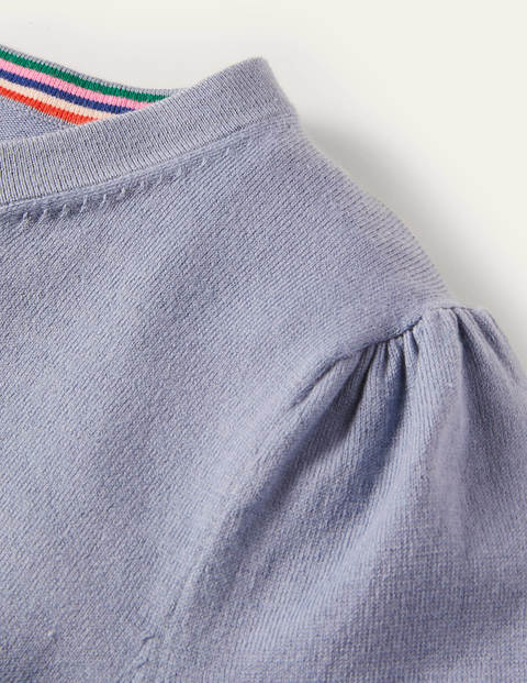 Baumwollcardigan mit Rundhalsausschnitt - Flussblau Baumwollcardigan mit Rundhalsausschnitt - Flussblau