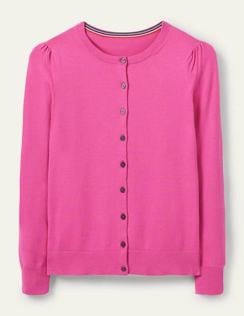 Baumwollcardigan mit Rundhalsausschnitt - Zuckerstangenrosa Baumwollcardigan mit Rundhalsausschnitt - Zuckerstangenrosa