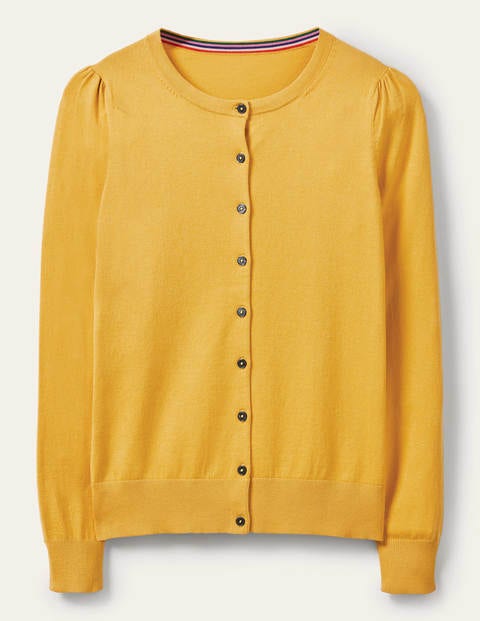 Baumwollcardigan mit Rundhalsausschnitt - Honiggold Baumwollcardigan mit Rundhalsausschnitt - Honiggold