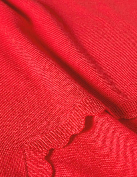 Merino Scallop Knitted Top - Cherry Red Merino Scallop Knitted Top - Cherry Red