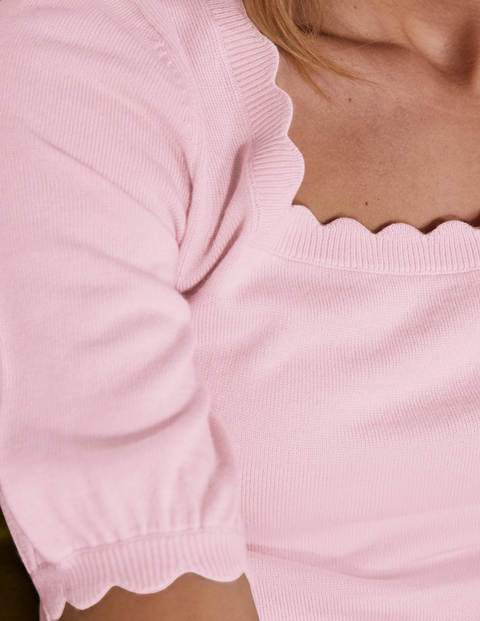 Merino Scallop Knitted Top - Coconut Ice Merino Scallop Knitted Top - Coconut Ice