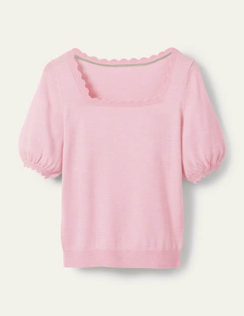 Merino Scallop Knitted Top - Coconut Ice Merino Scallop Knitted Top - Coconut Ice