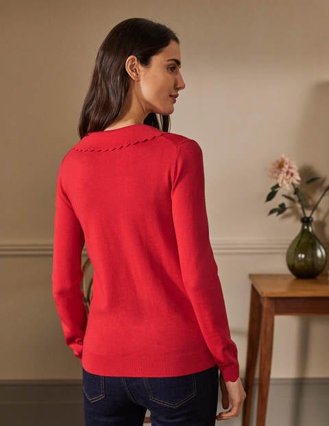Merino Scallop Collar Jumper - Cherry Red Merino Scallop Collar Jumper - Cherry Red