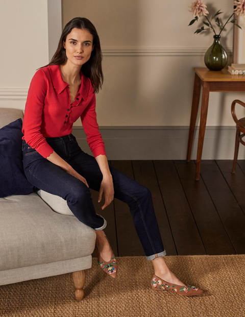 Merino Scallop Collar Jumper - Cherry Red Merino Scallop Collar Jumper - Cherry Red