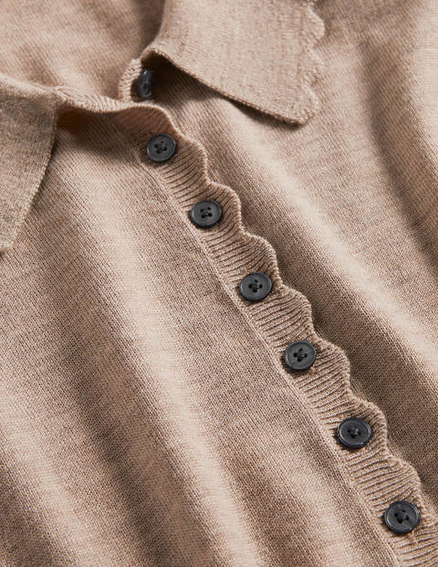 Merino Scallop Collar Jumper - Mink Melange Merino Scallop Collar Jumper - Mink Melange