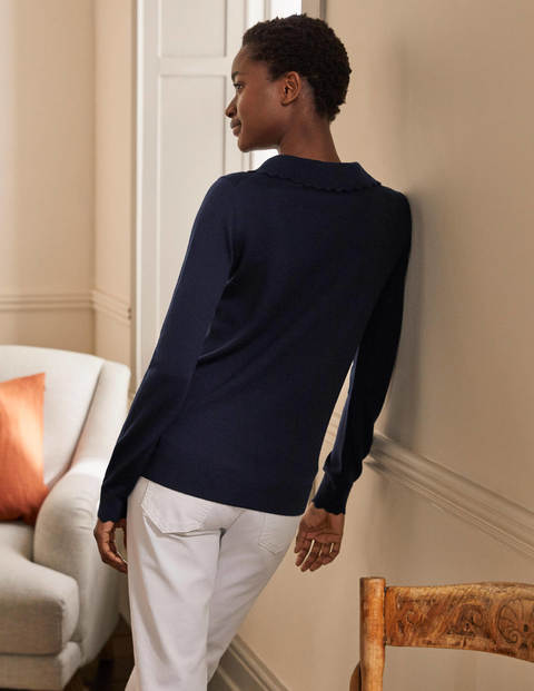 Merinopullover mit Muschelkragen - Navy Merinopullover mit Muschelkragen - Navy