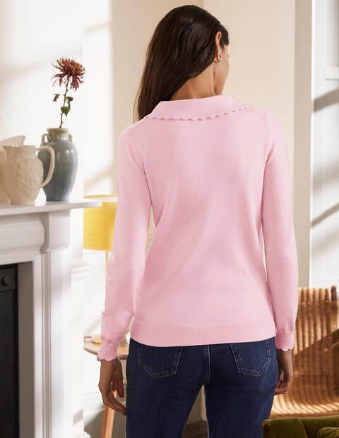 Merino Scallop Collar Sweater - Coconut Ice Merino Scallop Collar Sweater - Coconut Ice