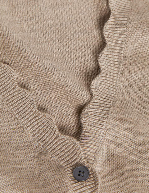 Merino Scallop Trim Cardigan - Mink Melange Merino Scallop Trim Cardigan - Mink Melange