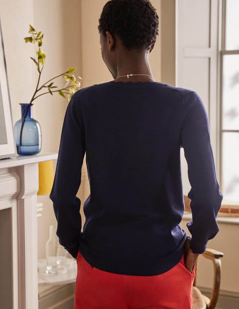Merinocardigan mit Muschelborte - Navy Merinocardigan mit Muschelborte - Navy