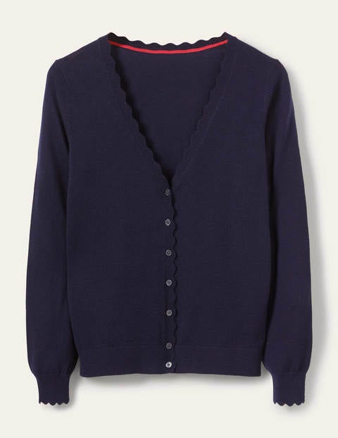 Merinocardigan mit Muschelborte - Navy Merinocardigan mit Muschelborte - Navy
