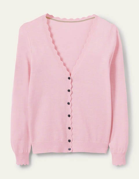 Merinocardigan mit Muschelborte - Kokosnusseis Merinocardigan mit Muschelborte - Kokosnusseis