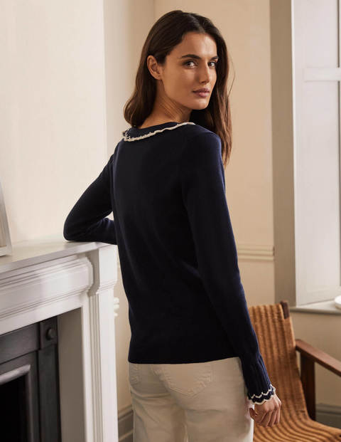 Aimee Pointelle Sweater - Navy Aimee Pointelle Sweater - Navy