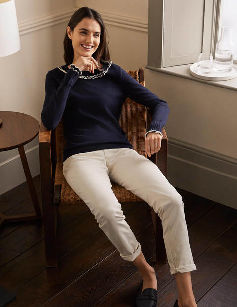 Aimee Pointelle Sweater - Navy Aimee Pointelle Sweater - Navy