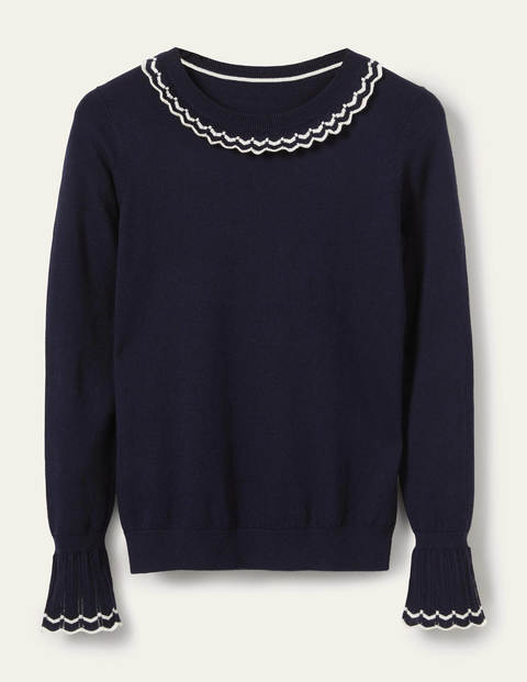 Aimee Pointelle Sweater - Navy Aimee Pointelle Sweater - Navy