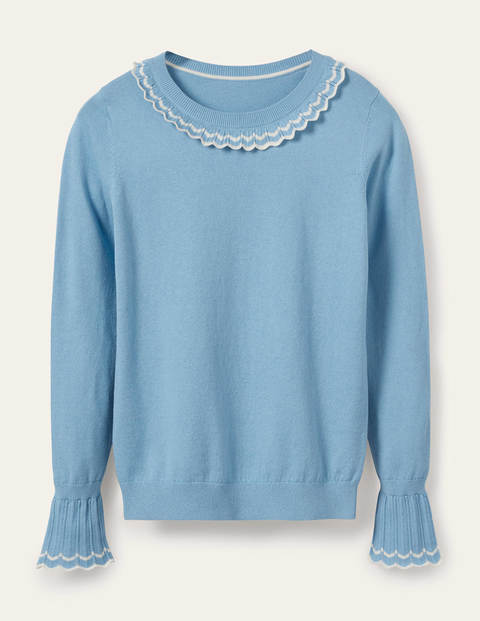 Aimee Pointelle Jumper - Frosted Blue Aimee Pointelle Jumper - Frosted Blue