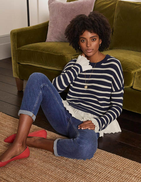 Catherine Woven Fluffy Sweater - Navy/Ivory Stripe Catherine Woven Fluffy Sweater - Navy/Ivory Stripe