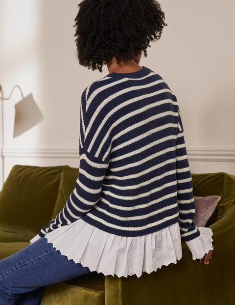 Catherine Woven Fluffy Sweater - Navy/Ivory Stripe Catherine Woven Fluffy Sweater - Navy/Ivory Stripe