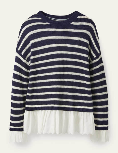 Catherine Woven Fluffy Sweater - Navy/Ivory Stripe Catherine Woven Fluffy Sweater - Navy/Ivory Stripe