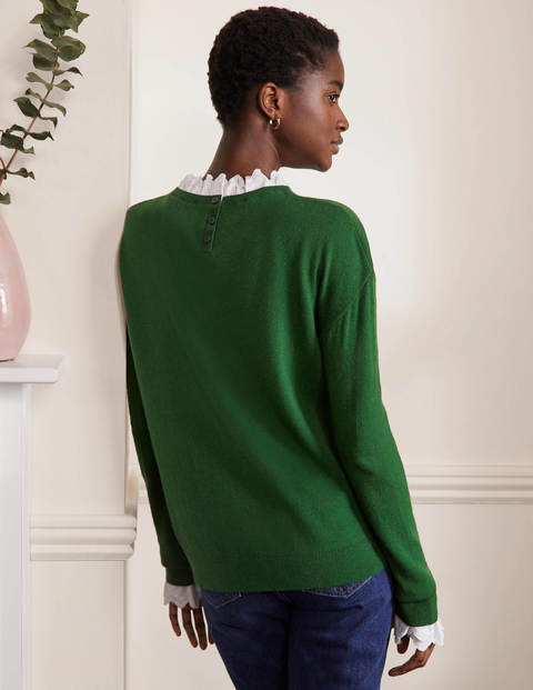 Lydia Woven Frill Sweater - Conifer Lydia Woven Frill Sweater - Conifer