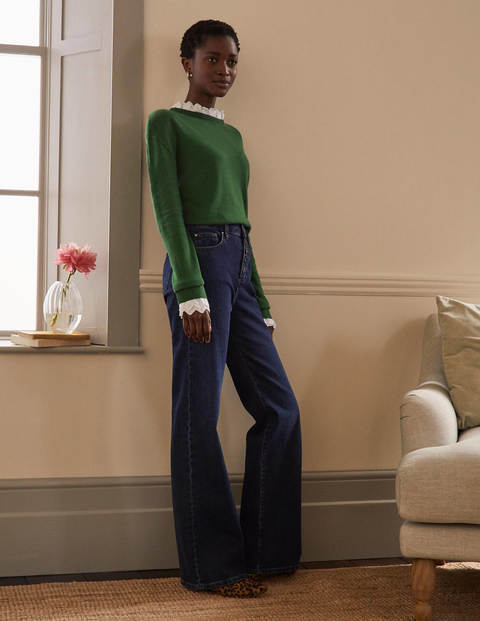 Lydia Woven Frill Sweater - Conifer Lydia Woven Frill Sweater - Conifer