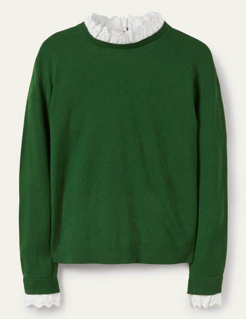 Lydia Woven Frill Sweater - Conifer Lydia Woven Frill Sweater - Conifer