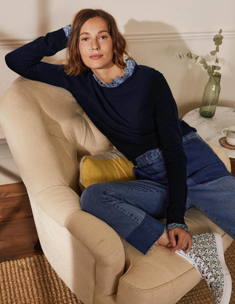 Lydia Woven Frill Sweater - Navy Lydia Woven Frill Sweater - Navy