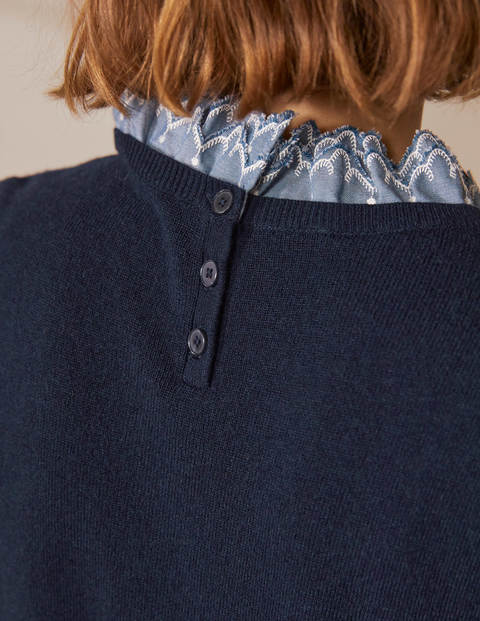 Lydia Woven Frill Sweater - Navy Lydia Woven Frill Sweater - Navy