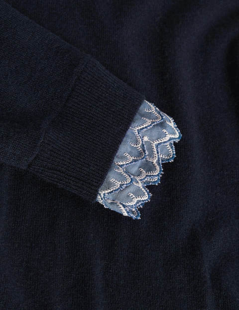 Lydia Woven Frill Sweater - Navy Lydia Woven Frill Sweater - Navy