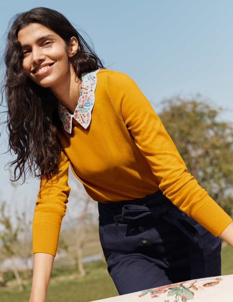 Colette Pullover mit Kragen - Sonnengelb Colette Pullover mit Kragen - Sonnengelb